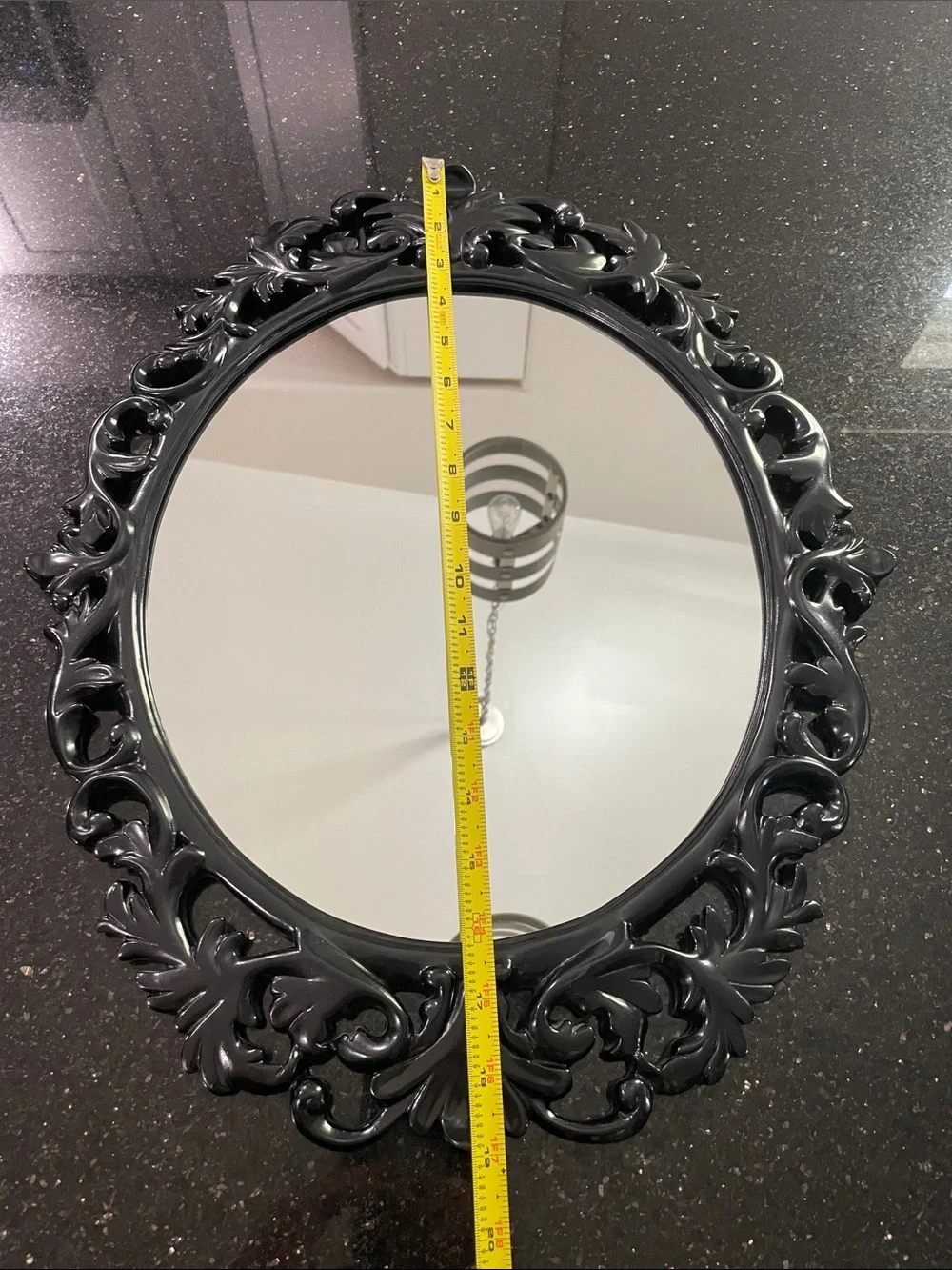 Black Oval Victorian Style Romantic Glam Barocco Accent Mirror